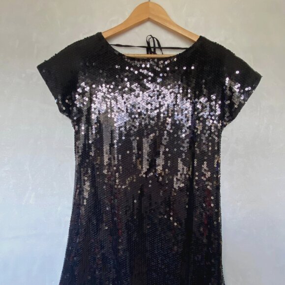 size‎ 8 dress Donna Morgan little black mini sequin scoop back cocktail party - Picture 4 of 8